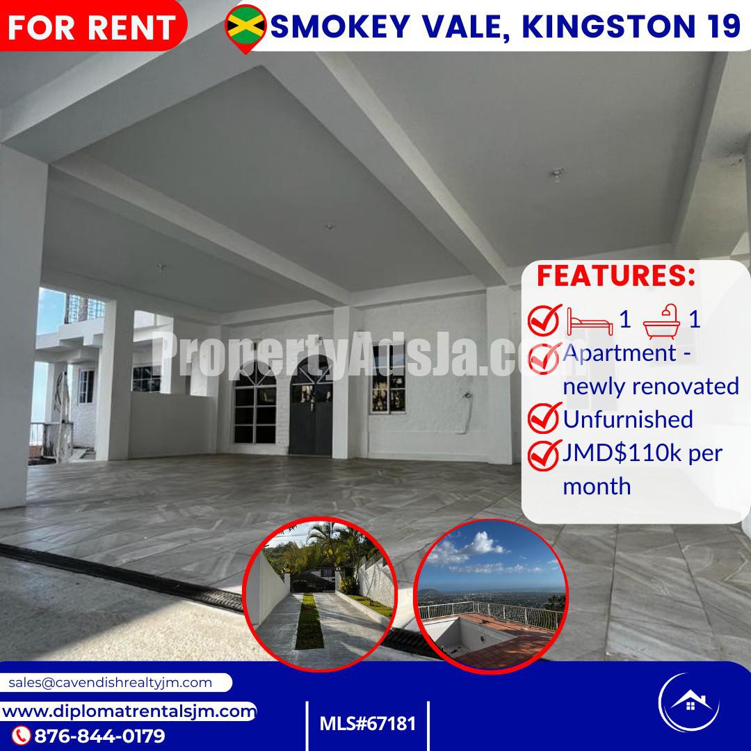 1 bed Apartment For Rent in Smokeyvale, Kingston / St. Andrew, Jamaica