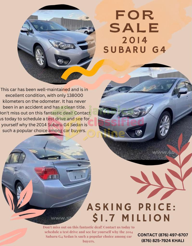 For Sale: Drive In Style With The 2014 Subaru G4 Sedan